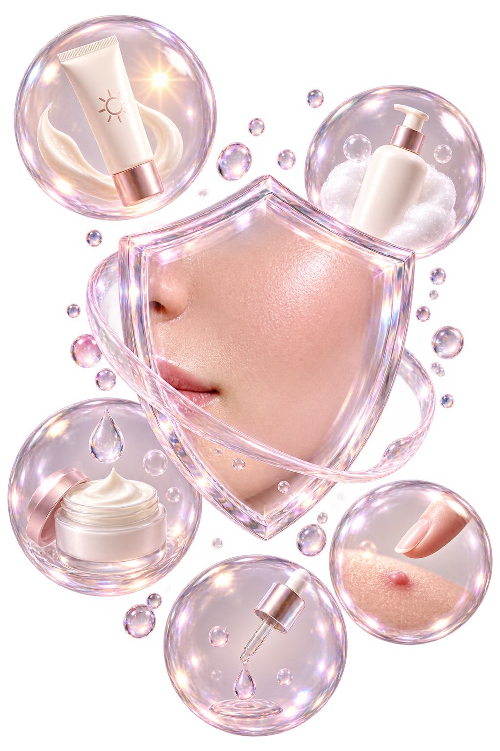 Illustration representing gentle skincare habits that can help prevent PIE