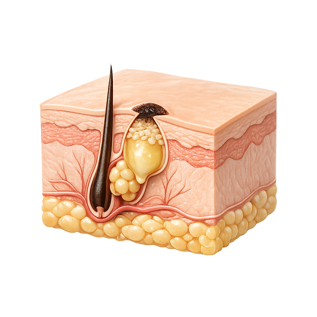 Illustration of a blackhead