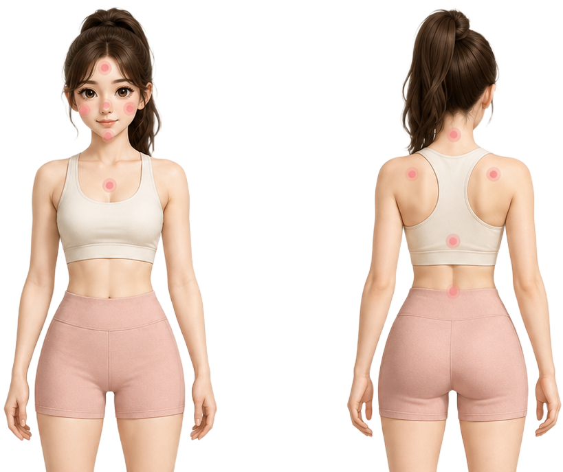 Illustration showing common areas where acne appears