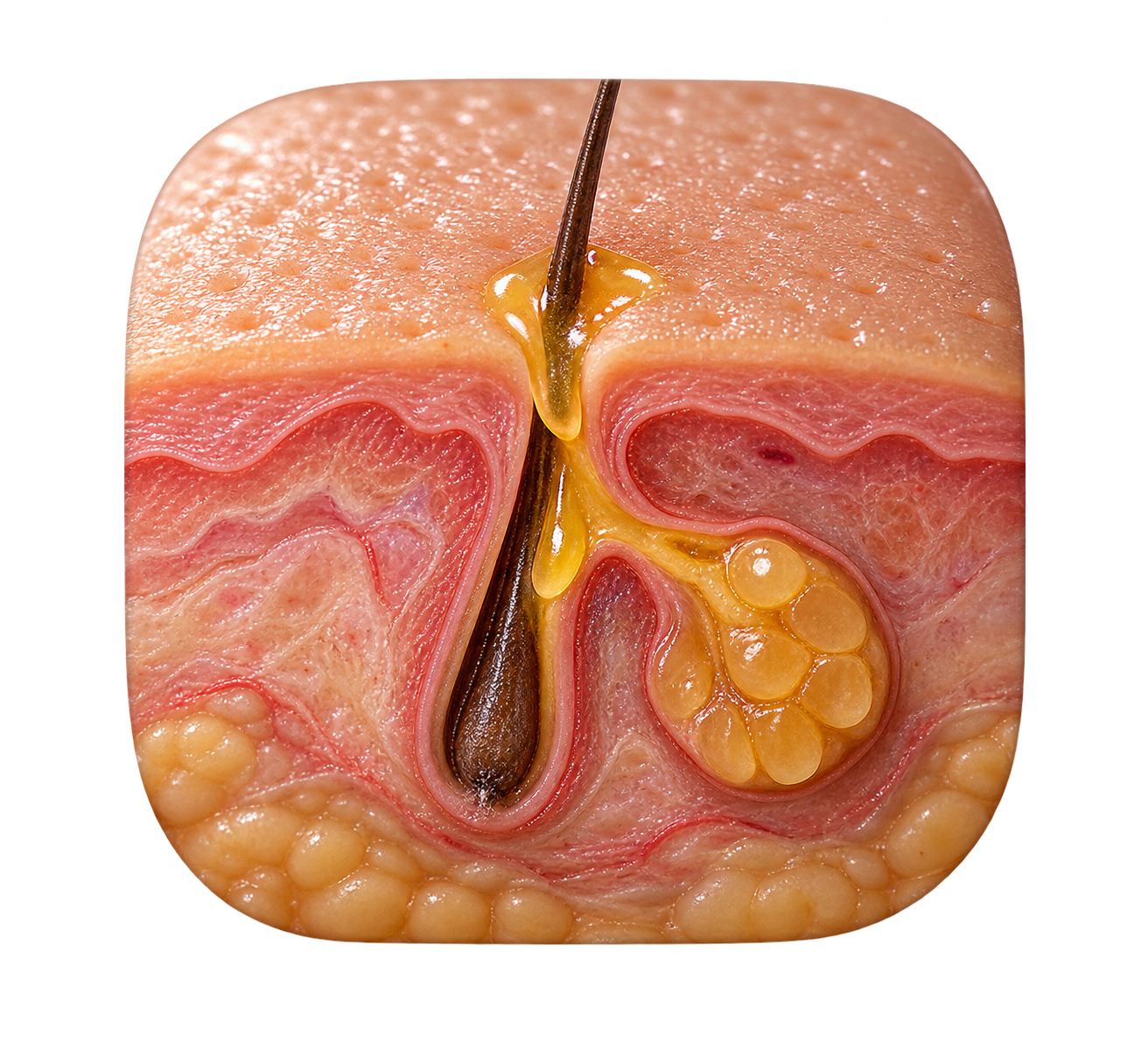 Sebaceous gland produces oil
