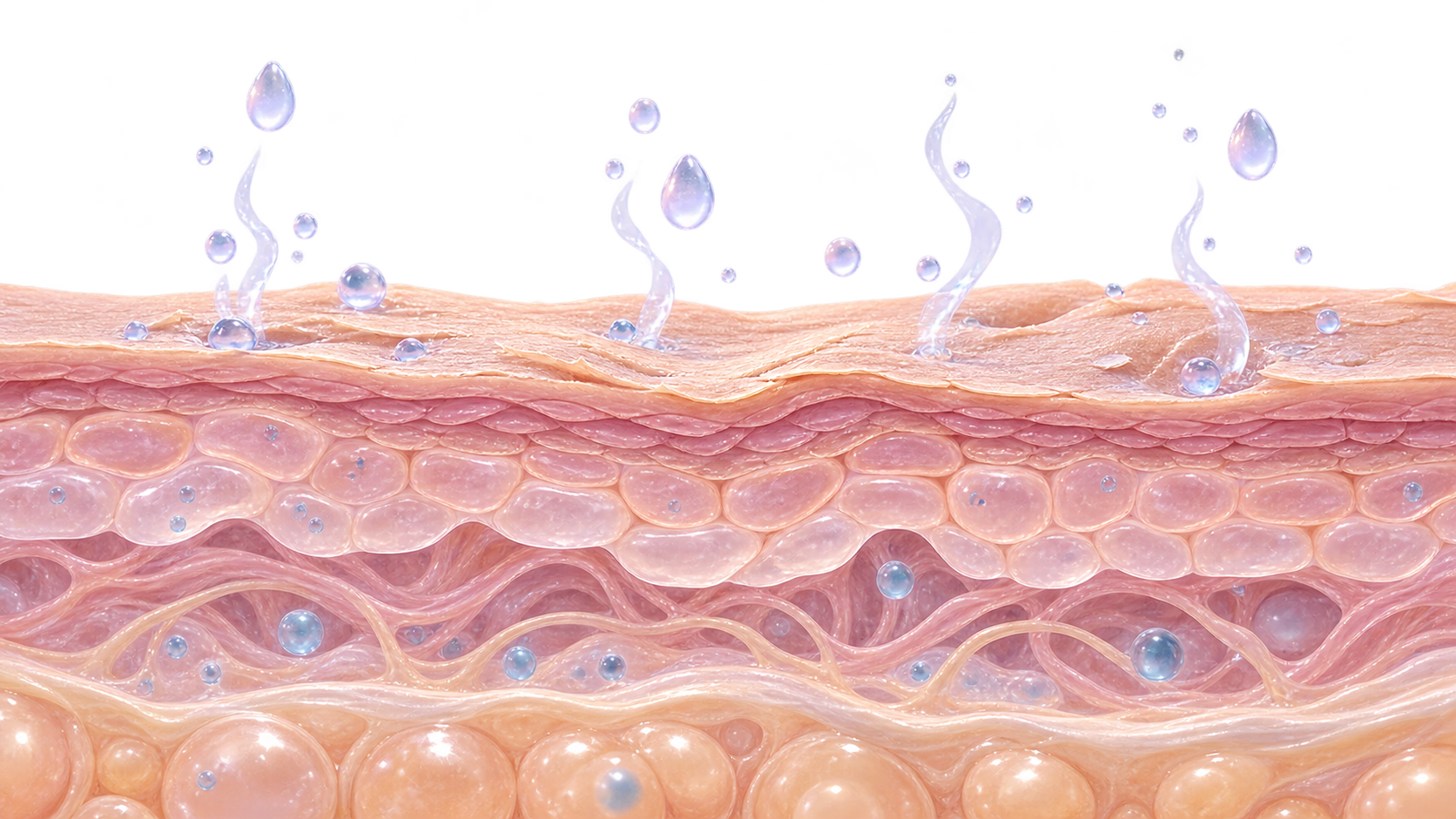 Medical illustration showing dehydrated skin