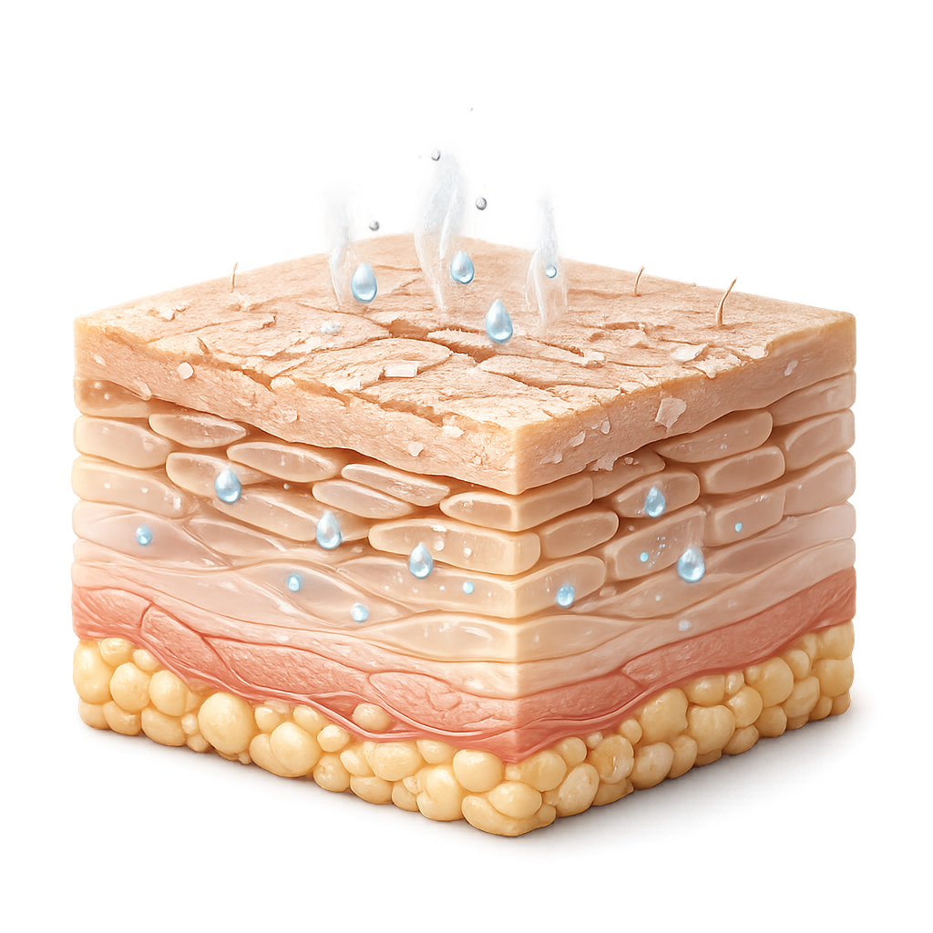 Illustration showing dry skin barrier