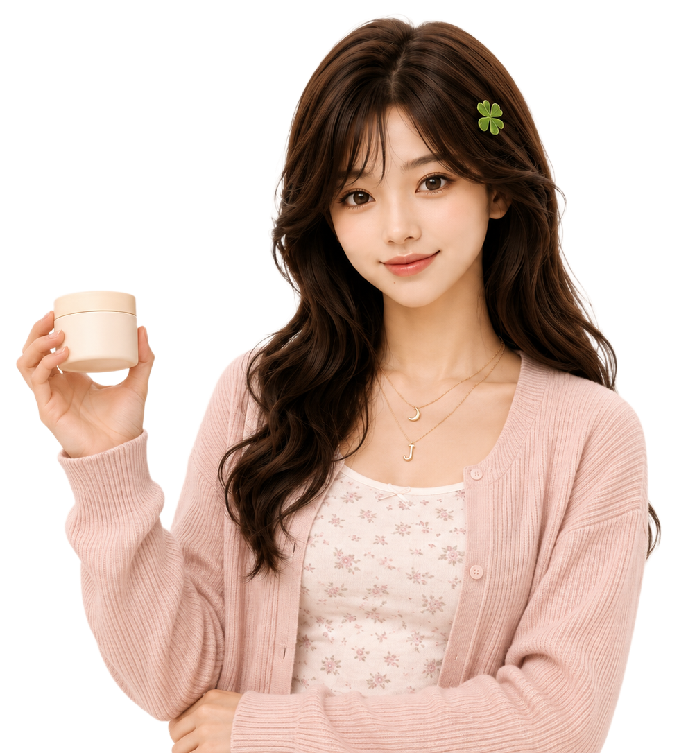 Mimii holding a moisturizer