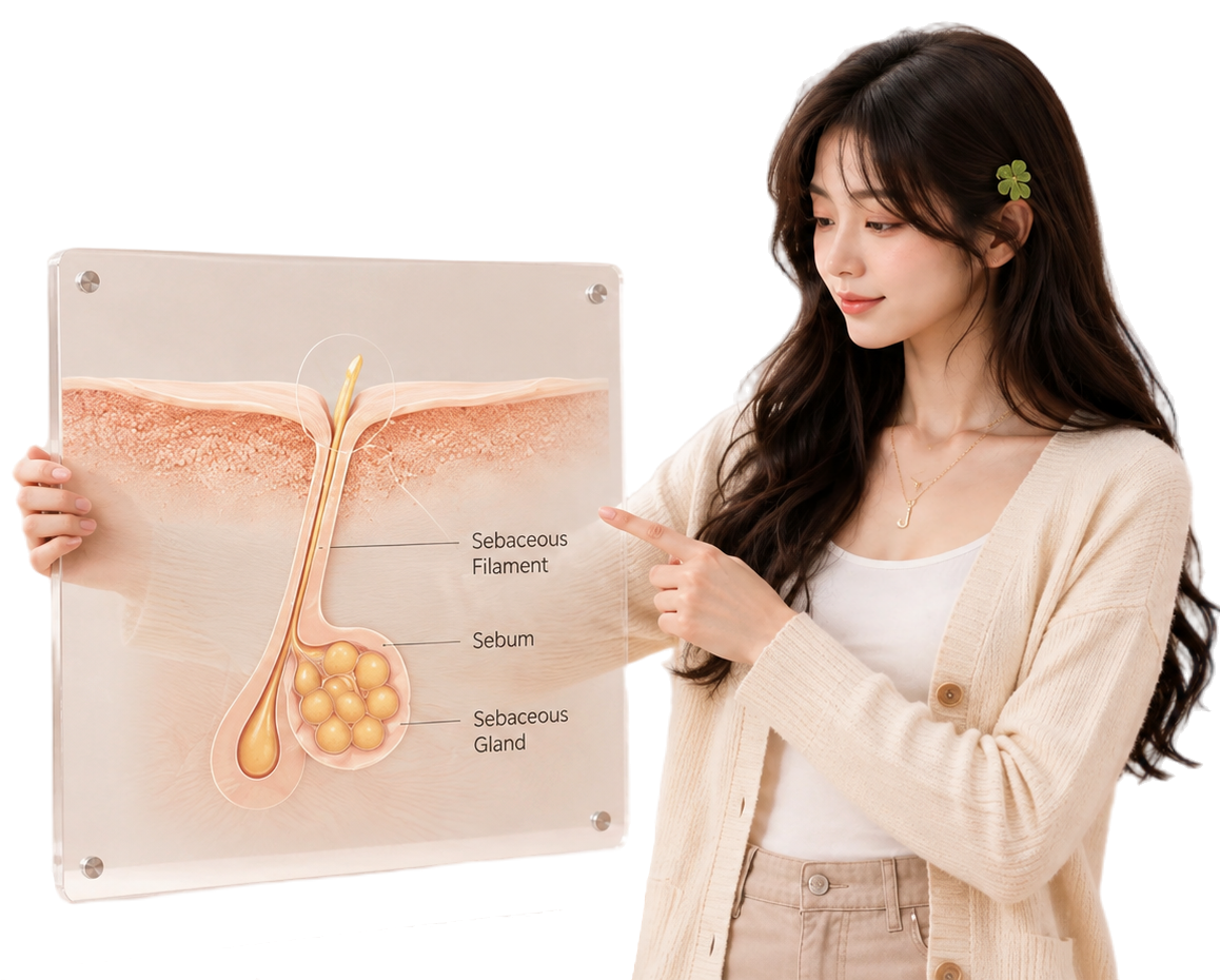Sebaceous filaments skincare illustration