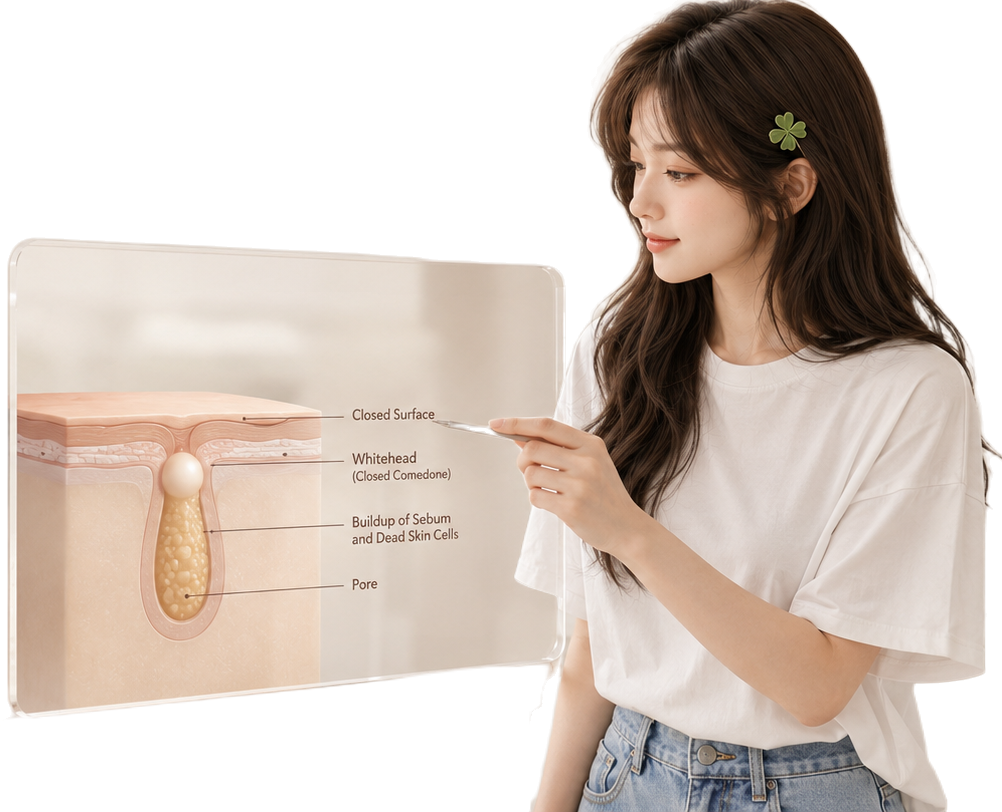 Whiteheads skincare illustration