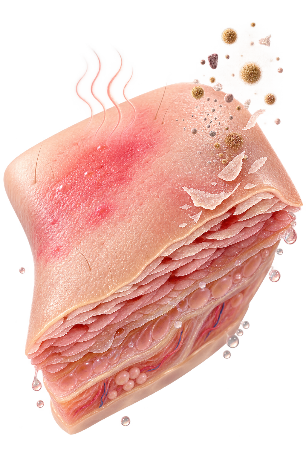Illustration showing signs of sensitive skin