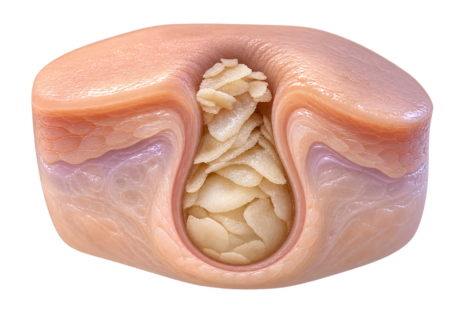 Keratin and dead skin cells collecting beneath the skin