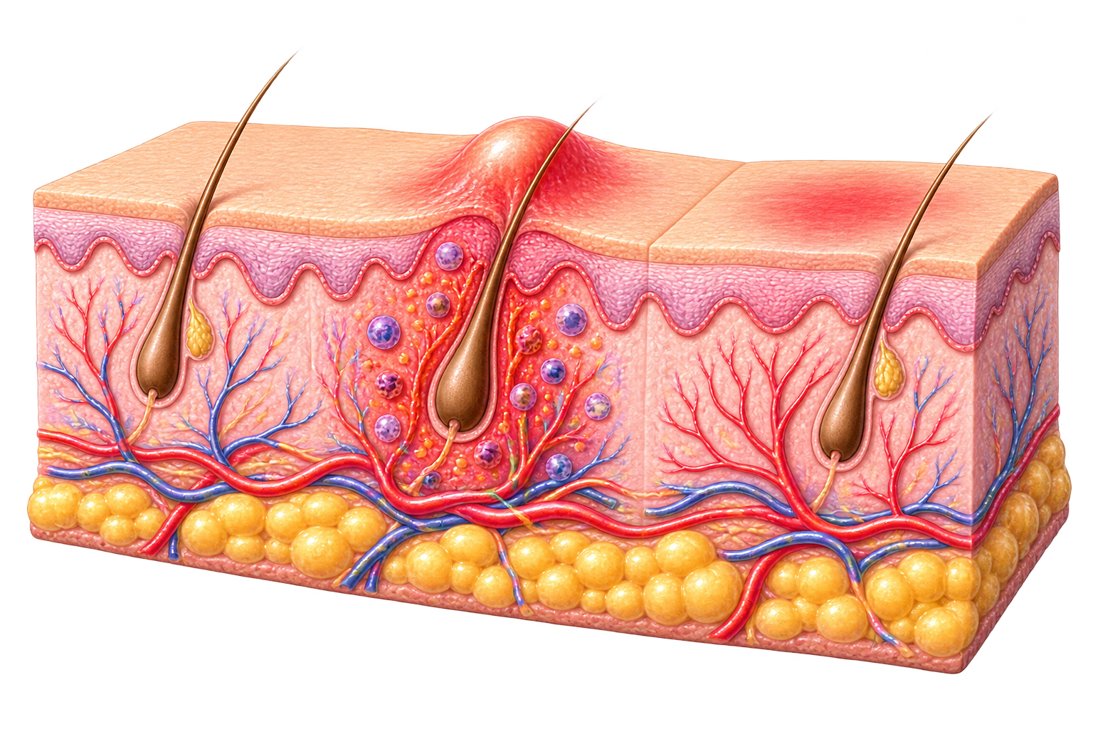 Illustration representing post-inflammatory erythema
