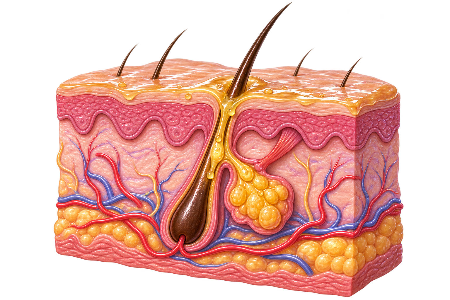 Oily skin and sebum illustration