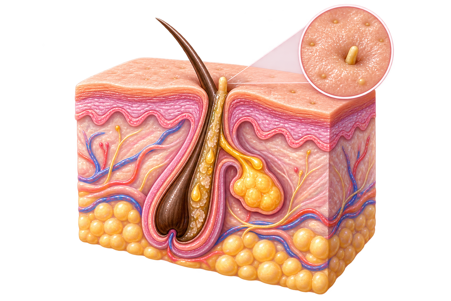 Illustration explaining sebaceous filaments