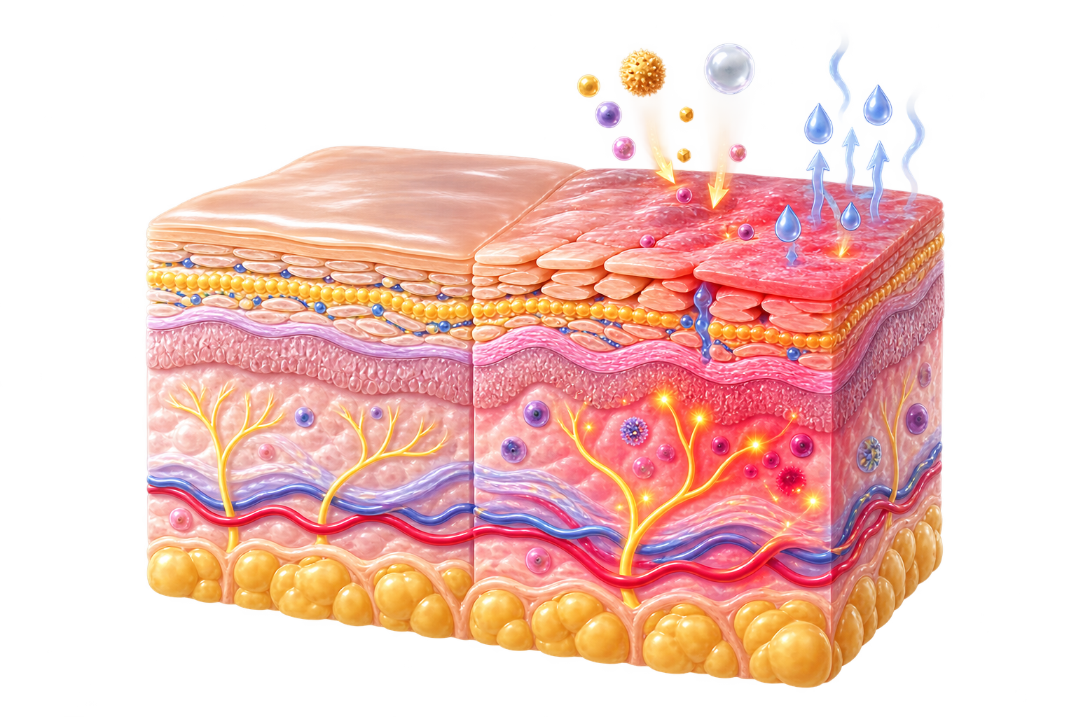 Illustration explaining sensitive skin reactivity