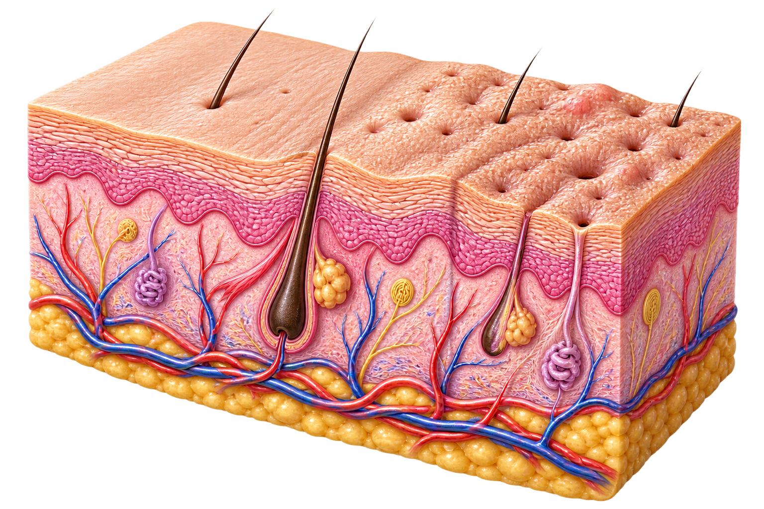 Illustration explaining skin texture