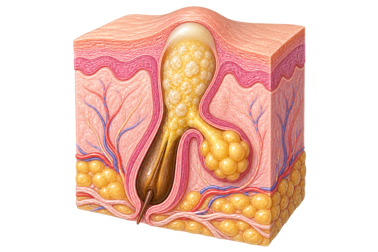 Illustration explaining whiteheads